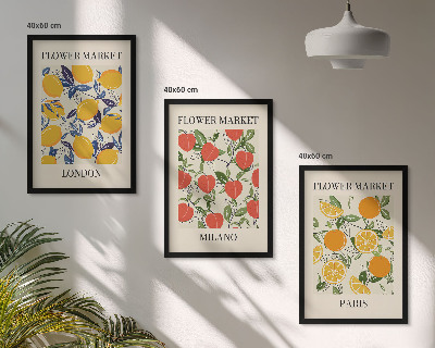 Tavelpaket med ramar Blommaffischer i städer