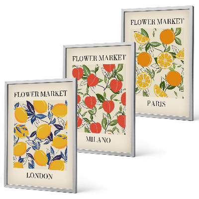 Tavelpaket med ramar Blommaffischer i städer