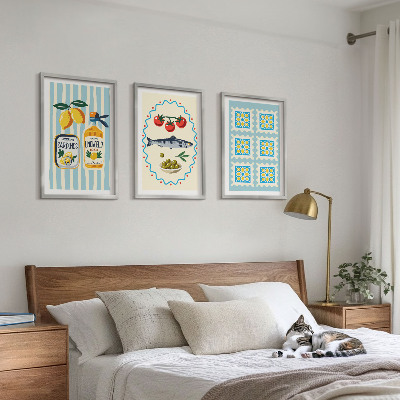 Set om 3 tavlor Illustrationer av kök i medelhavsstil