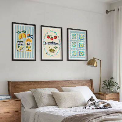 Set om 3 tavlor Illustrationer av kök i medelhavsstil
