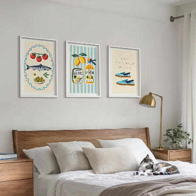 Tavelset ovanför soffa Bilder på livsstil med italienska smaker