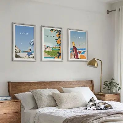 Tavelset med 3 posters med motiv av Amalfi, Positano och Capri