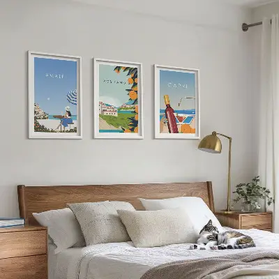 Tavelset med 3 posters med motiv av Amalfi, Positano och Capri