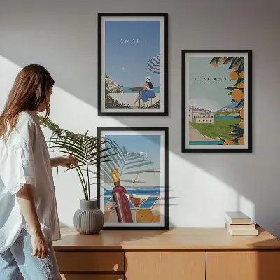 Tavelset med 3 posters med motiv av Amalfi, Positano och Capri