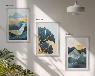 Abstrakta bergsvyer tavelpaket inklusive ramar
