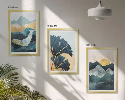 Abstrakta bergsvyer tavelpaket inklusive ramar