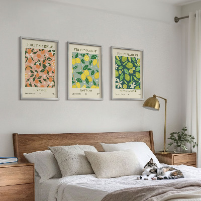 Tavelset ovanför soffa Fruktiga citrusblommönster