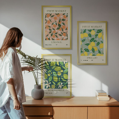 Tavelset ovanför soffa Fruktiga citrusblommönster