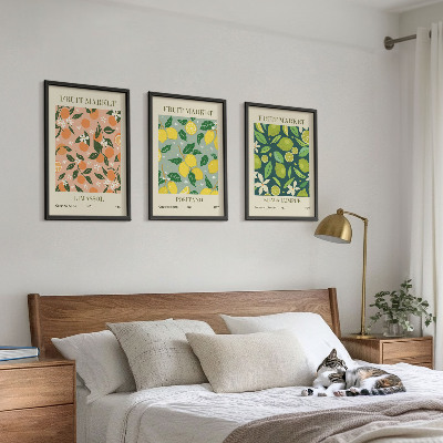 Tavelset ovanför soffa Fruktiga citrusblommönster