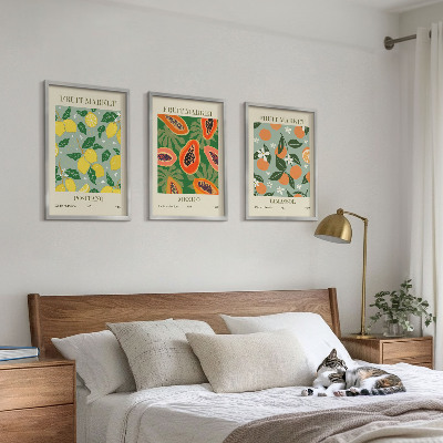 Tavelpaket med ramar Fruktposters citroner papaya
