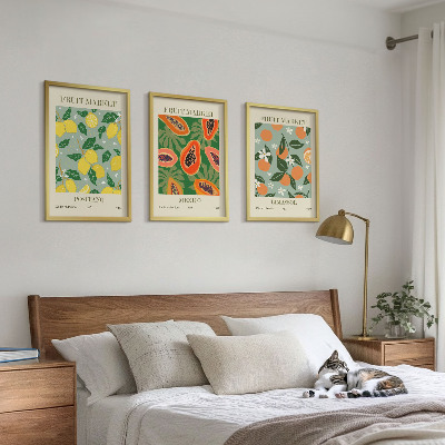 Tavelpaket med ramar Fruktposters citroner papaya