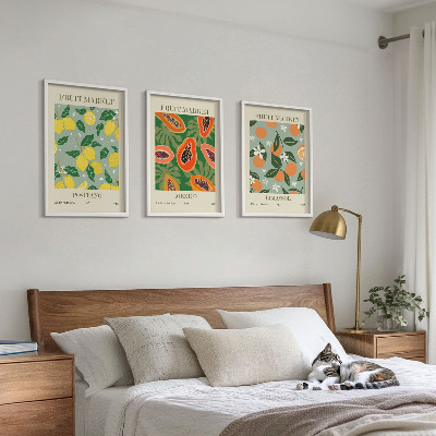 Tavelpaket med ramar Fruktposters citroner papaya