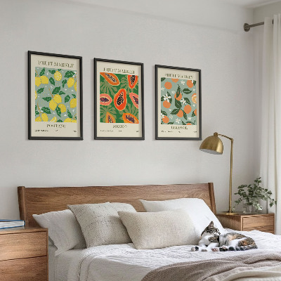 Tavelpaket med ramar Fruktposters citroner papaya