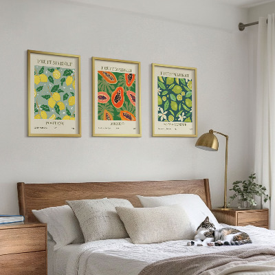 Set om 3 tavlor Fruktiga citron- och papayamönster