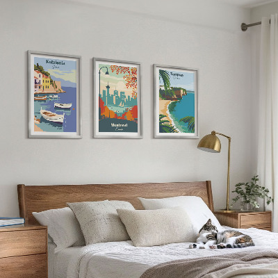 Tavelpaket med ramar Stadsbilder från Grekland, Kanada, Australien