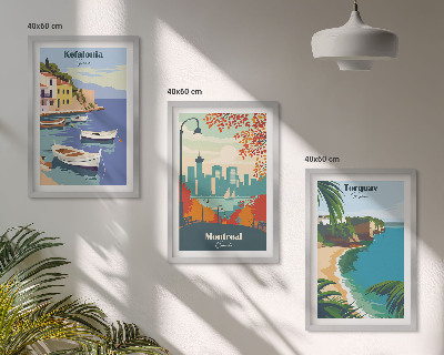 Tavelpaket med ramar Stadsbilder från Grekland, Kanada, Australien