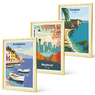 Tavelpaket med ramar Stadsbilder från Grekland, Kanada, Australien
