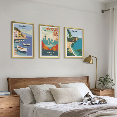 Tavelpaket med ramar Stadsbilder från Grekland, Kanada, Australien
