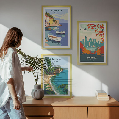 Tavelpaket med ramar Stadsbilder från Grekland, Kanada, Australien