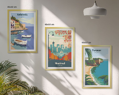 Tavelpaket med ramar Stadsbilder från Grekland, Kanada, Australien