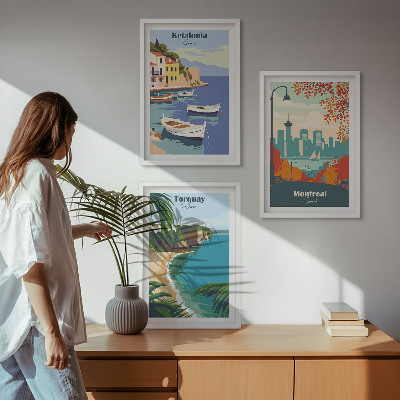 Tavelpaket med ramar Stadsbilder från Grekland, Kanada, Australien