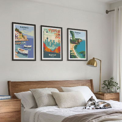 Tavelpaket med ramar Stadsbilder från Grekland, Kanada, Australien