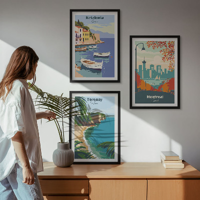 Tavelpaket med ramar Stadsbilder från Grekland, Kanada, Australien