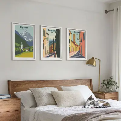Tavelset med ramar bergslandskap och italienska motiv
