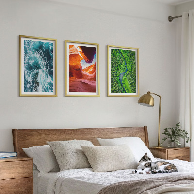 Tavelpaket med ramar Vattenrörelse kanjon grön skog