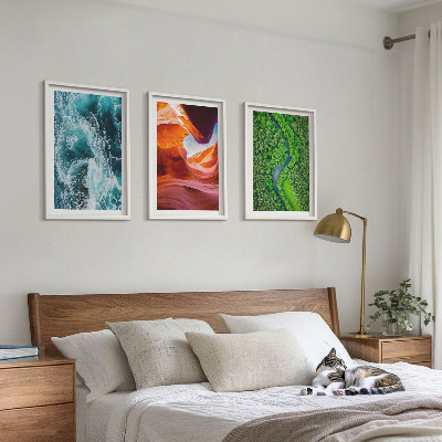 Tavelpaket med ramar Vattenrörelse kanjon grön skog