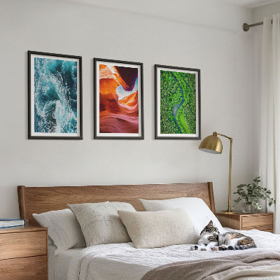 Tavelpaket med ramar Vattenrörelse kanjon grön skog