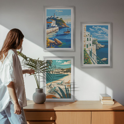 Tavelpaket med ramar Kustlandskap för turism
