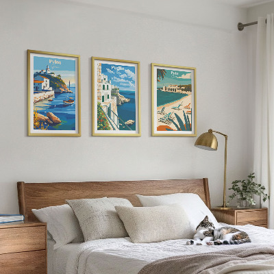 Tavelpaket med ramar Kustlandskap för turism