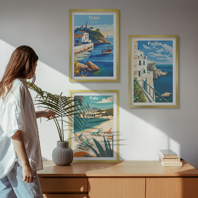 Tavelpaket med ramar Kustlandskap för turism