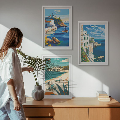 Tavelpaket med ramar Kustlandskap för turism