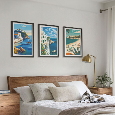 Tavelpaket med ramar Kustlandskap för turism