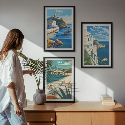 Tavelpaket med ramar Kustlandskap för turism