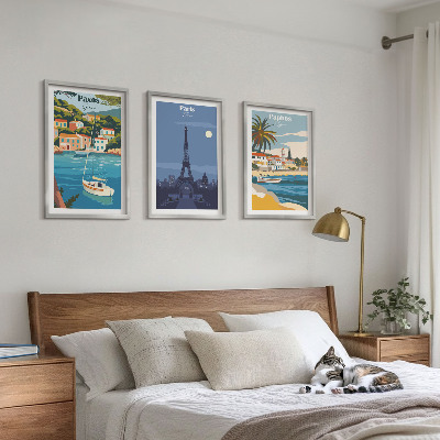 Set om 3 tavlor Kuststäder och arkitektur