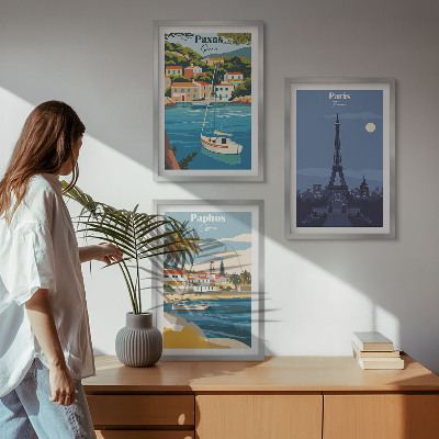 Set om 3 tavlor Kuststäder och arkitektur
