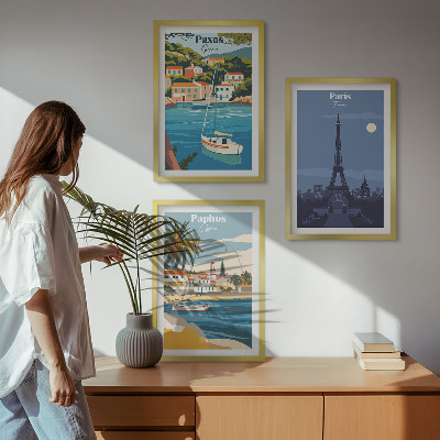 Set om 3 tavlor Kuststäder och arkitektur