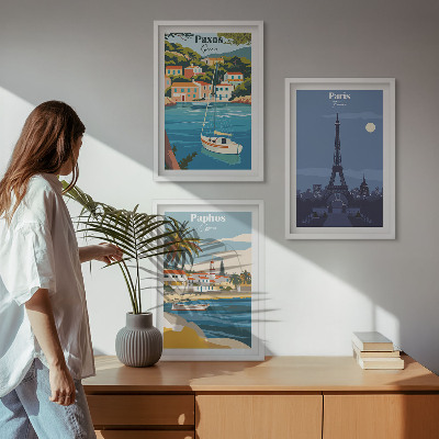 Set om 3 tavlor Kuststäder och arkitektur