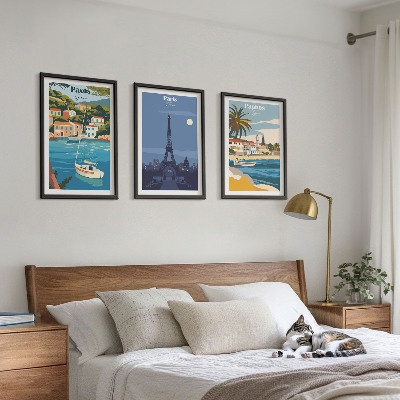 Set om 3 tavlor Kuststäder och arkitektur