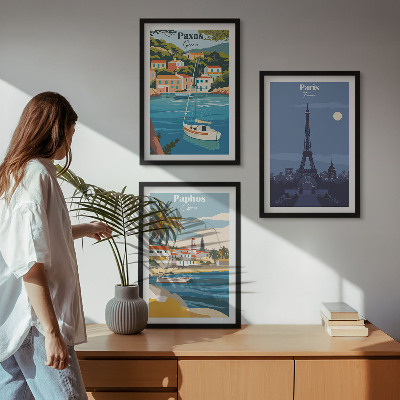 Set om 3 tavlor Kuststäder och arkitektur