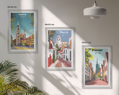 Tavelpaket med ramar Europeiska städer i färgteckningar