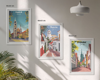 Tavelpaket med ramar Europeiska städer i färgteckningar