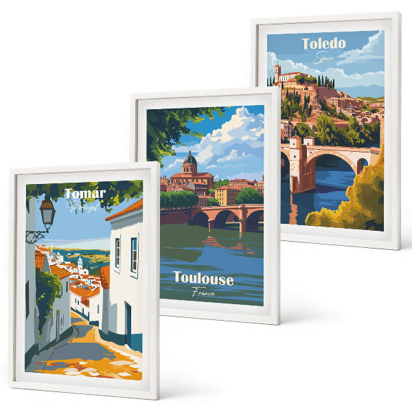 Tavelpaket med ramar Retro stadsgrafik