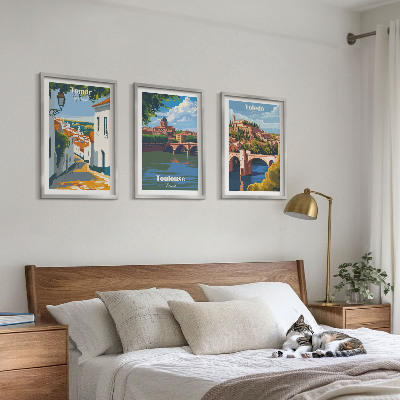 Tavelpaket med ramar Retro stadsgrafik
