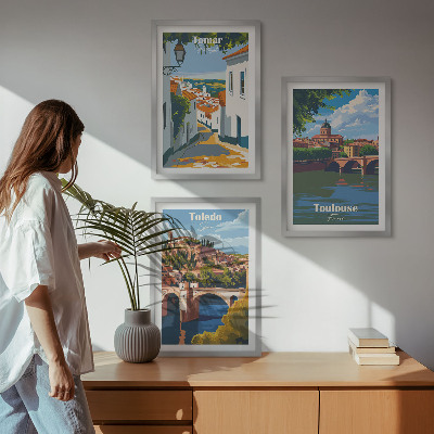 Tavelpaket med ramar Retro stadsgrafik