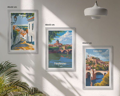 Tavelpaket med ramar Retro stadsgrafik