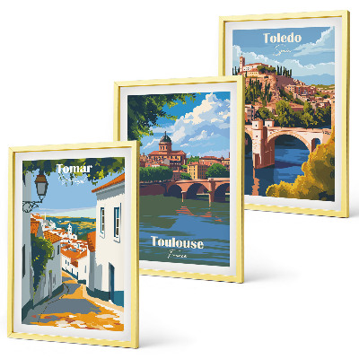 Tavelpaket med ramar Retro stadsgrafik
